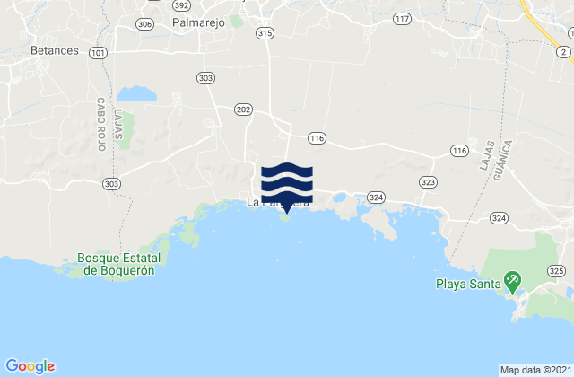 Mapa da tábua de marés em Parguera Barrio, Puerto Rico
