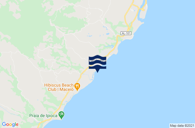 Mapa da tábua de marés em Paripueira, Brazil