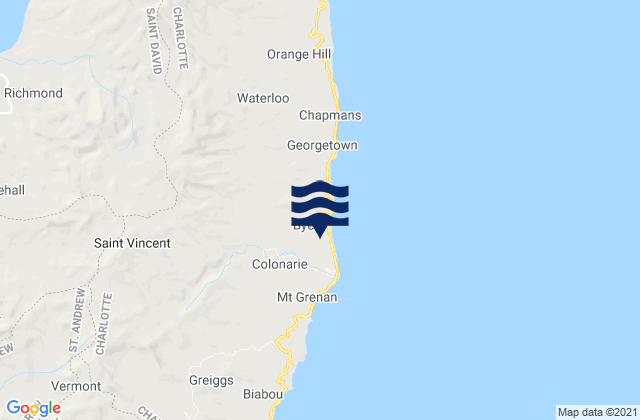 Mapa da tábua de marés em Parish of Charlotte, Saint Vincent and the Grenadines