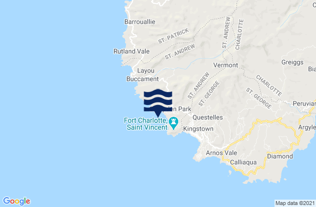 Mapa da tábua de marés em Parish of Saint Andrew, Saint Vincent and the Grenadines