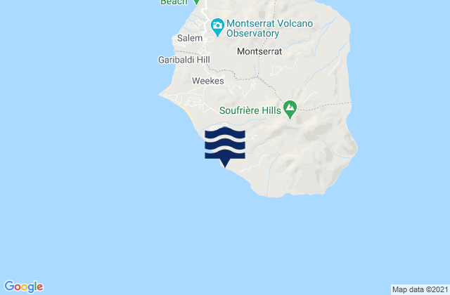 Mapa da tábua de marés em Parish of Saint Anthony, Montserrat