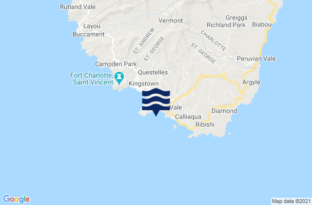 Mapa da tábua de marés em Parish of Saint George, Saint Vincent and the Grenadines