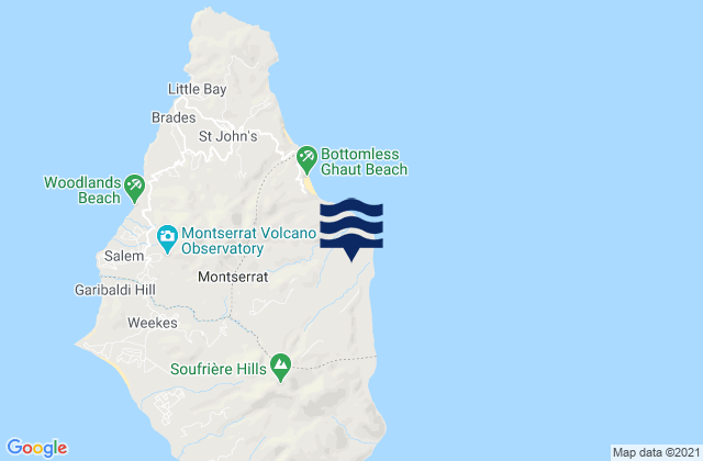 Mapa da tábua de marés em Parish of Saint Georges, Montserrat