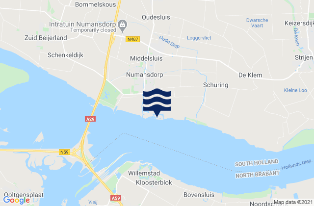 Mapa da tábua de marés em Parksluis, Netherlands