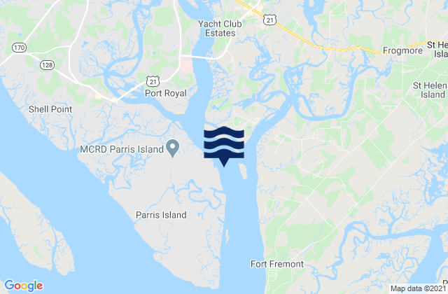 Mapa da tábua de marés em Parris Island (Marine Corps Recruit Depot), United States