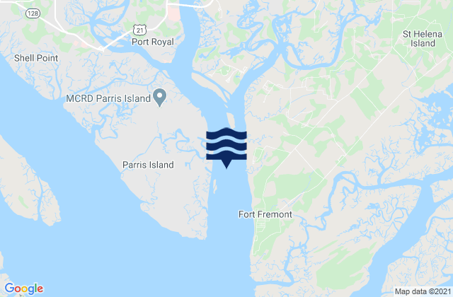 Mapa da tábua de marés em Parris Island Beaufort River, United States