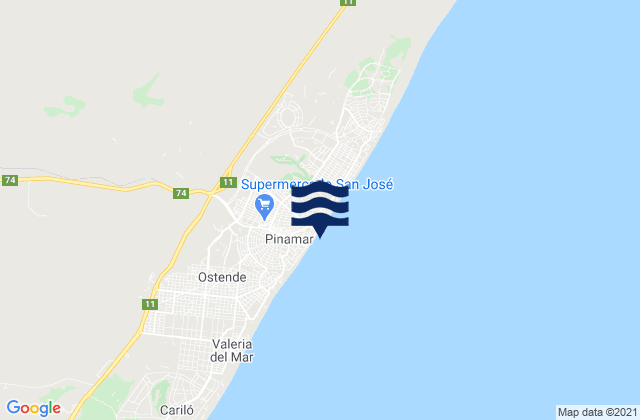 Mapa da tábua de marés em Partido de Pinamar, Argentina