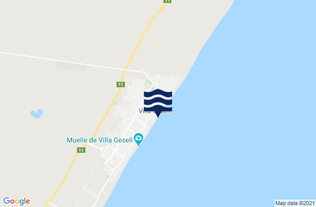 Mapa da tábua de marés em Partido de Villa Gesell, Argentina
