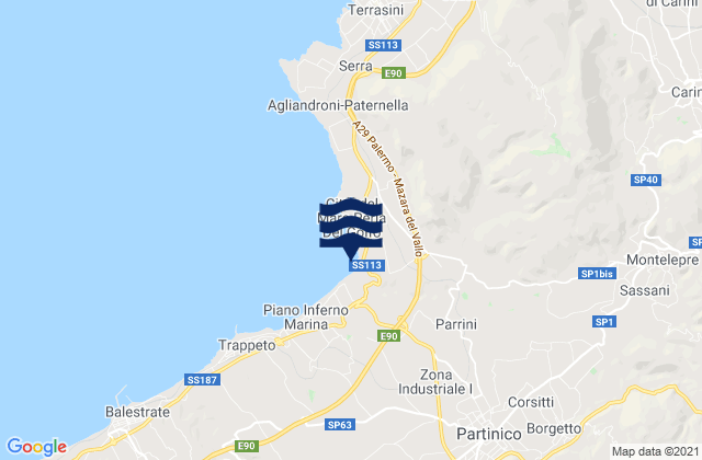 Mapa da tábua de marés em Partinico, Italy