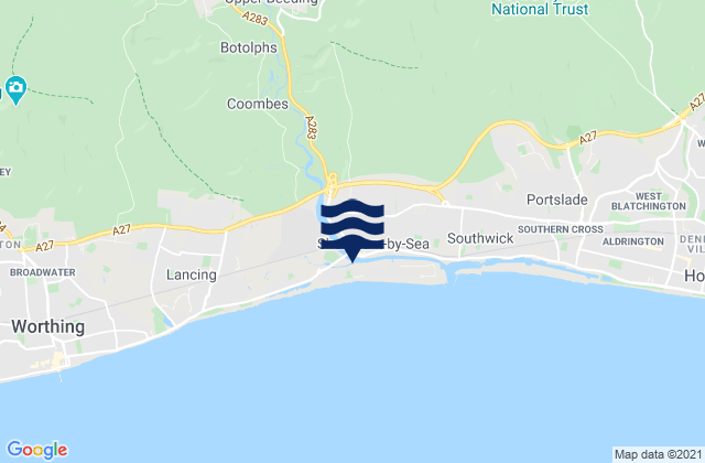 Mapa da tábua de marés em Partridge Green, United Kingdom