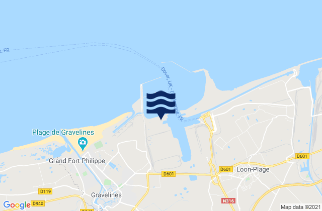 Mapa da tábua de marés em Pas-de-Calais, France