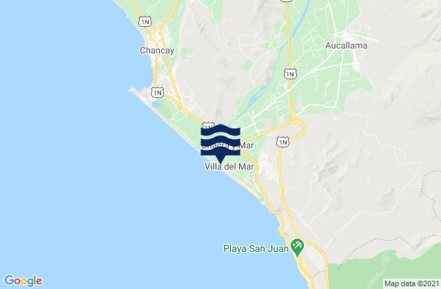 Mapa da tábua de marés em Pasamayo, Peru