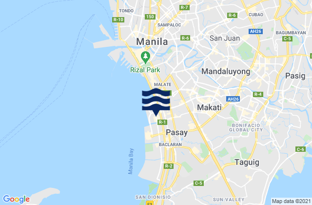 Mapa da tábua de marés em Pasay City, Philippines