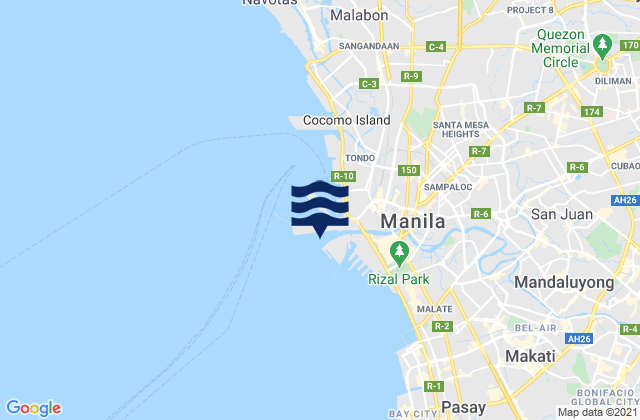 Mapa da tábua de marés em Pasig River, Philippines