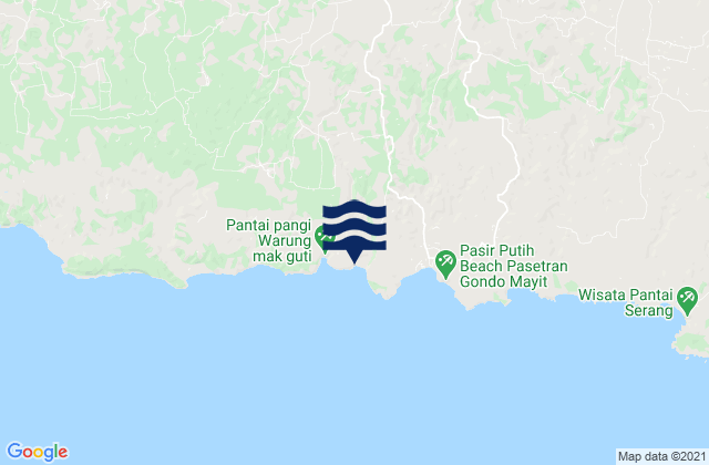 Mapa da tábua de marés em Pasiraman, Indonesia