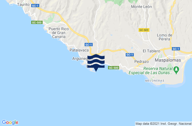 Mapa da tábua de marés em Pasito Blanco (Gran Canaria), Spain