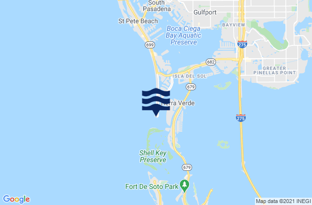 Mapa da tábua de marés em Pass-A-Grille Jetty, United States