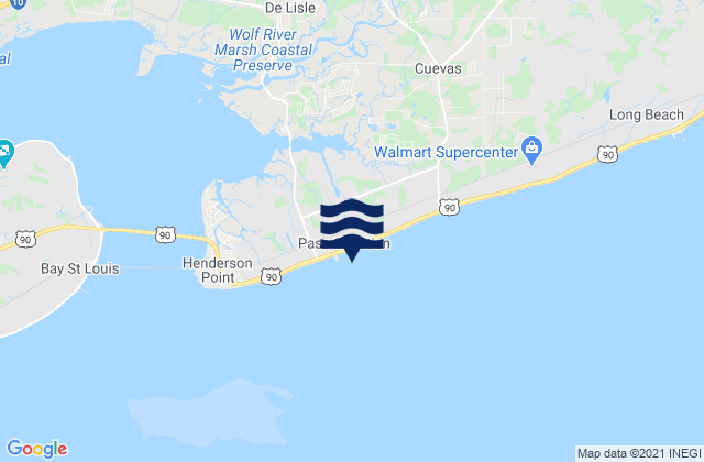 Mapa da tábua de marés em Pass Christian Yacht Club Mississippi Sound, United States
