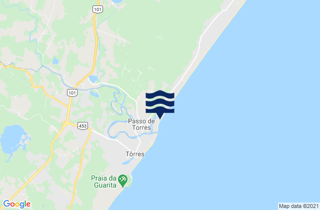 Mapa da tábua de marés em Passo de Torres, Brazil