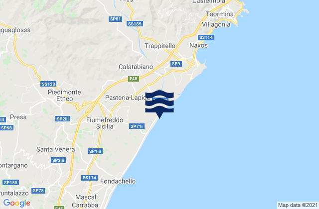Mapa da tábua de marés em Pasteria-Lapide, Italy