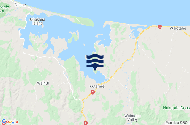 Mapa da tábua de marés em Pataua Island, New Zealand