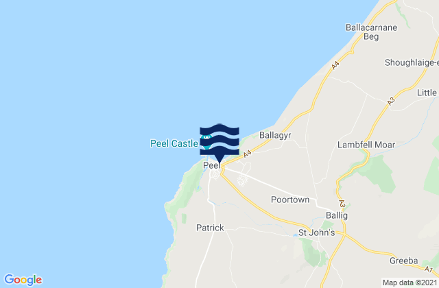 Mapa da tábua de marés em Patrick, Isle of Man