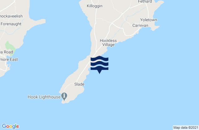 Mapa da tábua de marés em Patrick’s Bay, Ireland