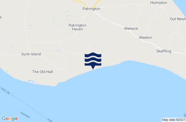 Mapa da tábua de marés em Patrington, United Kingdom