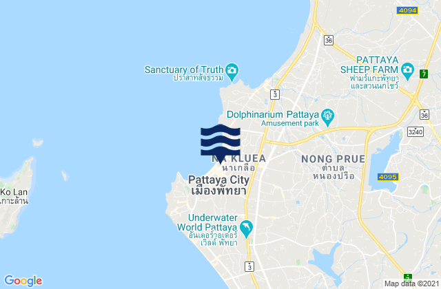 Mapa da tábua de marés em Pattaya, Thailand