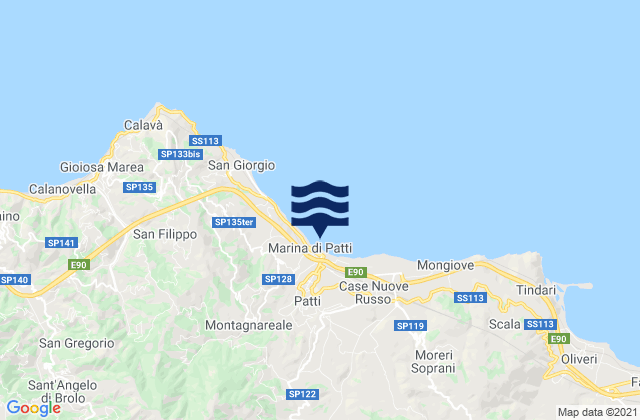 Mapa da tábua de marés em Patti, Italy