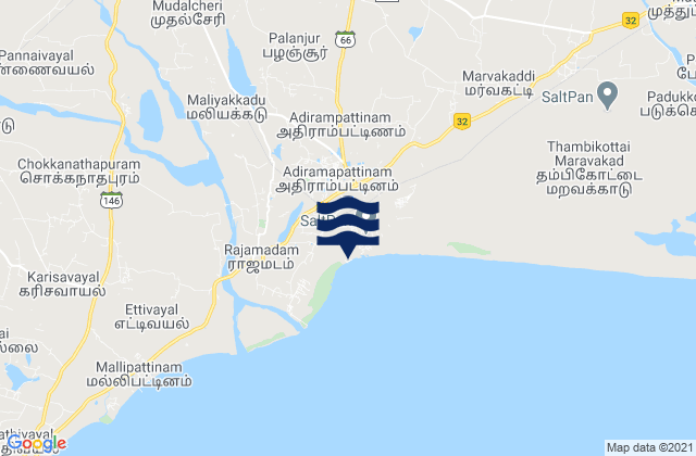 Mapa da tábua de marés em Pattukkottai, India