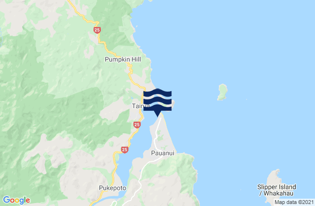 Mapa da tábua de marés em Pauanui Beach, New Zealand