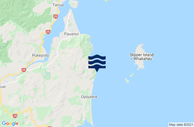 Mapa da tábua de marés em Pauanui, New Zealand