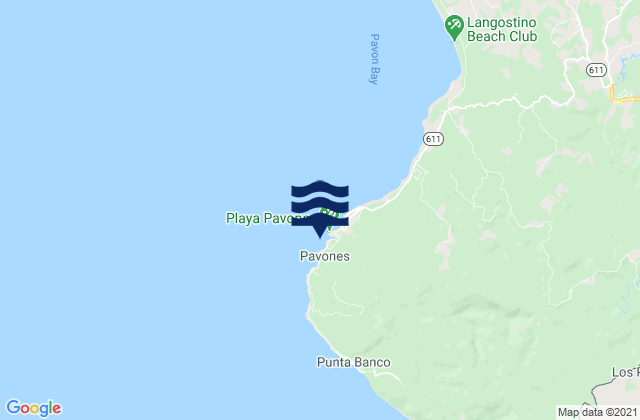 Mapa da tábua de marés em Pavones, Costa Rica