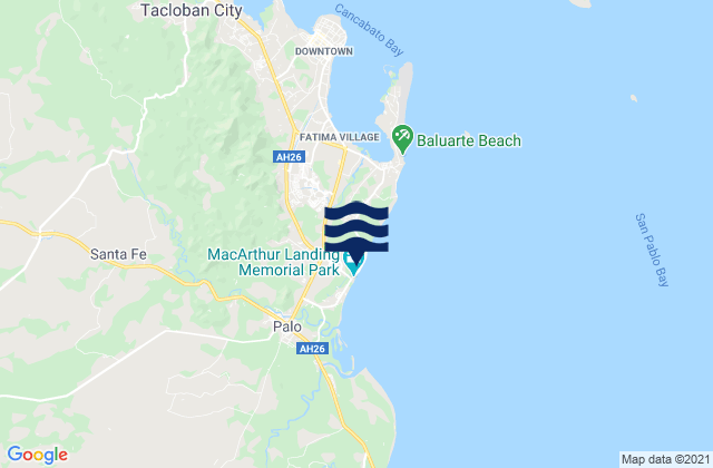 Mapa da tábua de marés em Pawing, Philippines