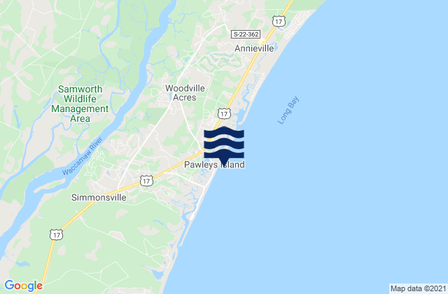 Mapa da tábua de marés em Pawleys Island Pier (ocean), United States