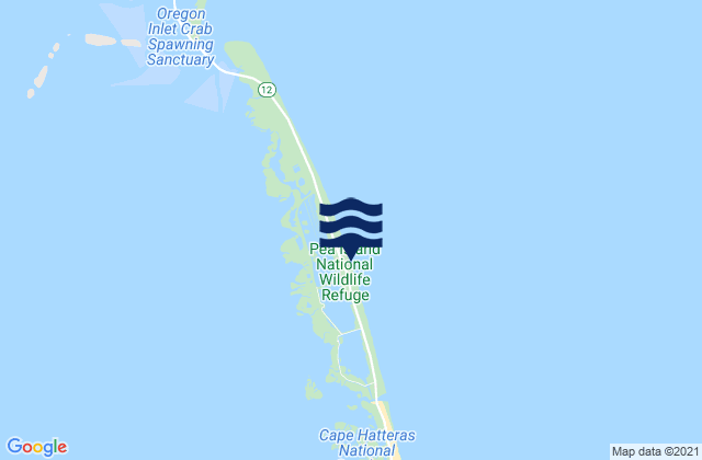Mapa da tábua de marés em Pea Island, United States