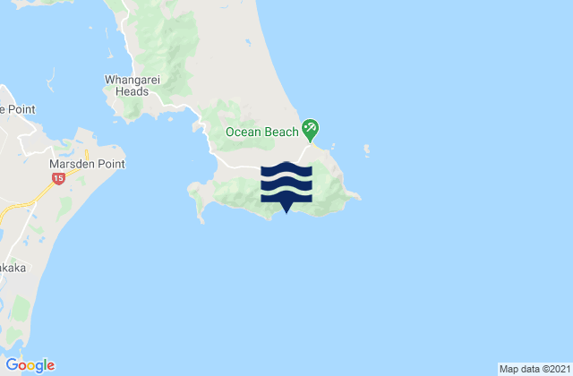 Mapa da tábua de marés em Peach Cove, New Zealand