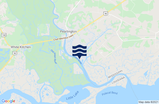 Mapa da tábua de marés em Pearlington, United States