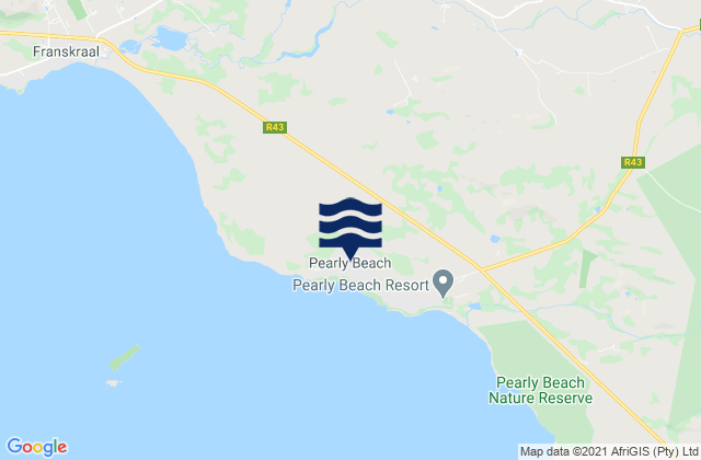 Mapa da tábua de marés em Pearly Beach, South Africa