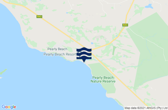 Mapa da tábua de marés em Pearly Beach, South Africa