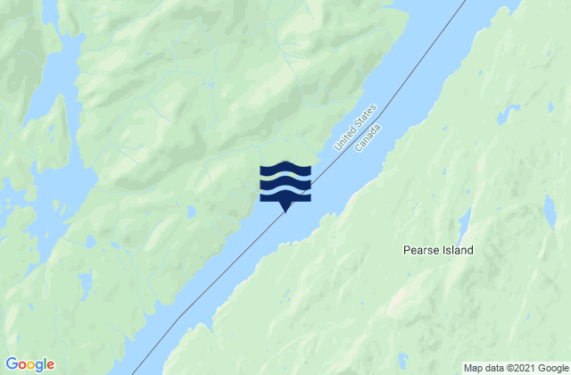 Mapa da tábua de marés em Pearse Canal, Canada