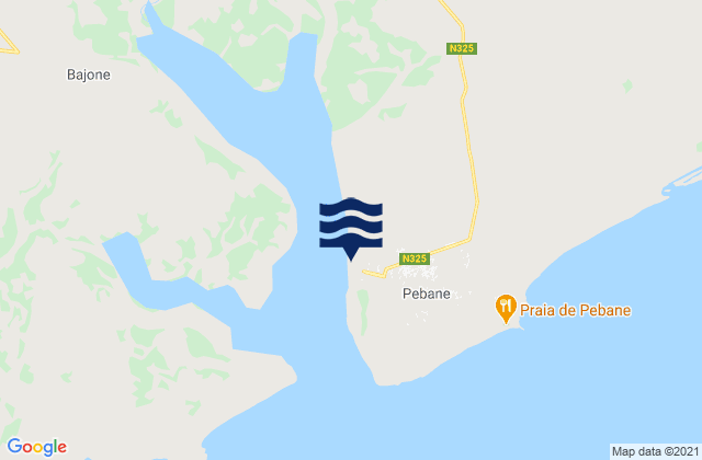 Mapa da tábua de marés em Pebane District, Mozambique