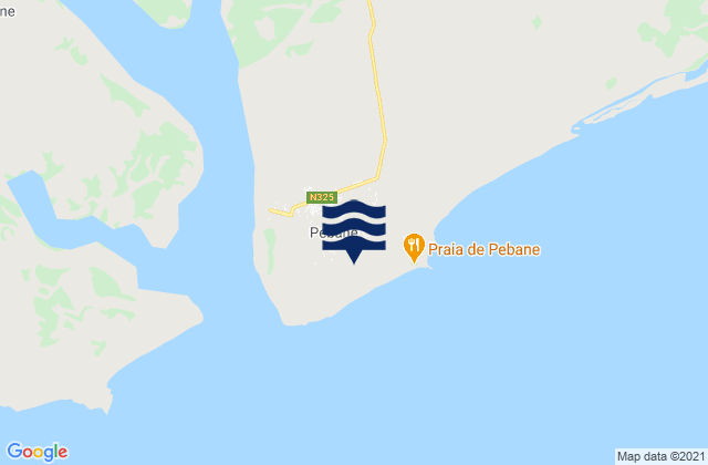 Mapa da tábua de marés em Pebane, Mozambique