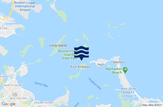 Mapa da tábua de marés em Peddocks Island 0.2 n.mi. north of, United States