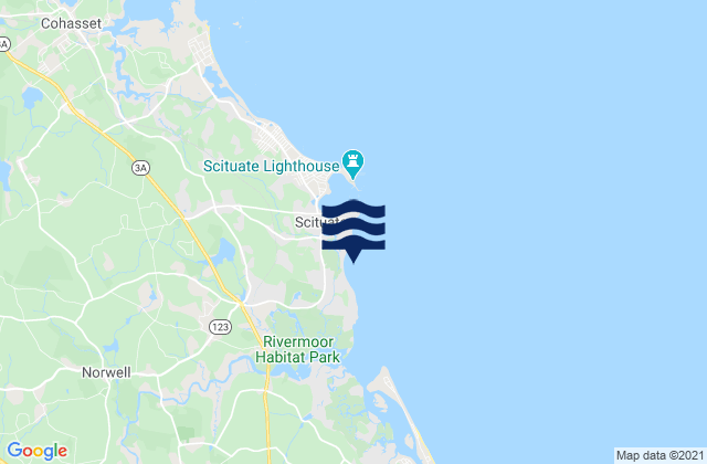 Mapa da tábua de marés em Peggotty Beach, United States