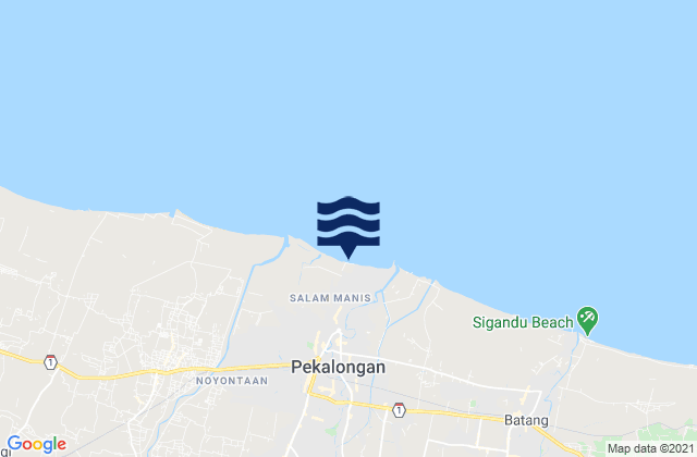 Mapa da tábua de marés em Pekalongan, Indonesia