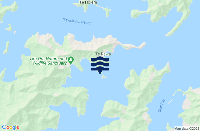 Mapa da tábua de marés em Pelorus Sound, New Zealand