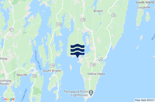 Mapa da tábua de marés em Pemaquid Harbor (Johns Bay), United States