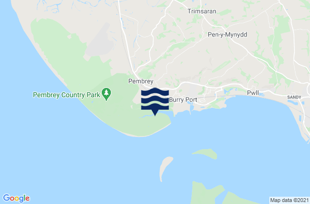 Mapa da tábua de marés em Pembrey, United Kingdom